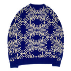 Speshal Connection Mushroom Print Jacquard Knit Sweater King Blue