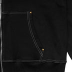 Moses Contrast Stitch Full Zip Hoodie Black