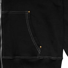 Load image into Gallery viewer, Moses Contrast Stitch Full Zip Hoodie Black

