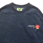 Corduroy Melting logo Crewneck sweatshirt Navy