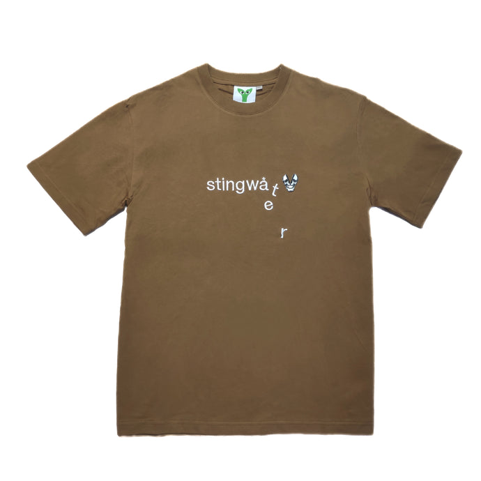 Classic melting logo and skull patch T Shirt Brown