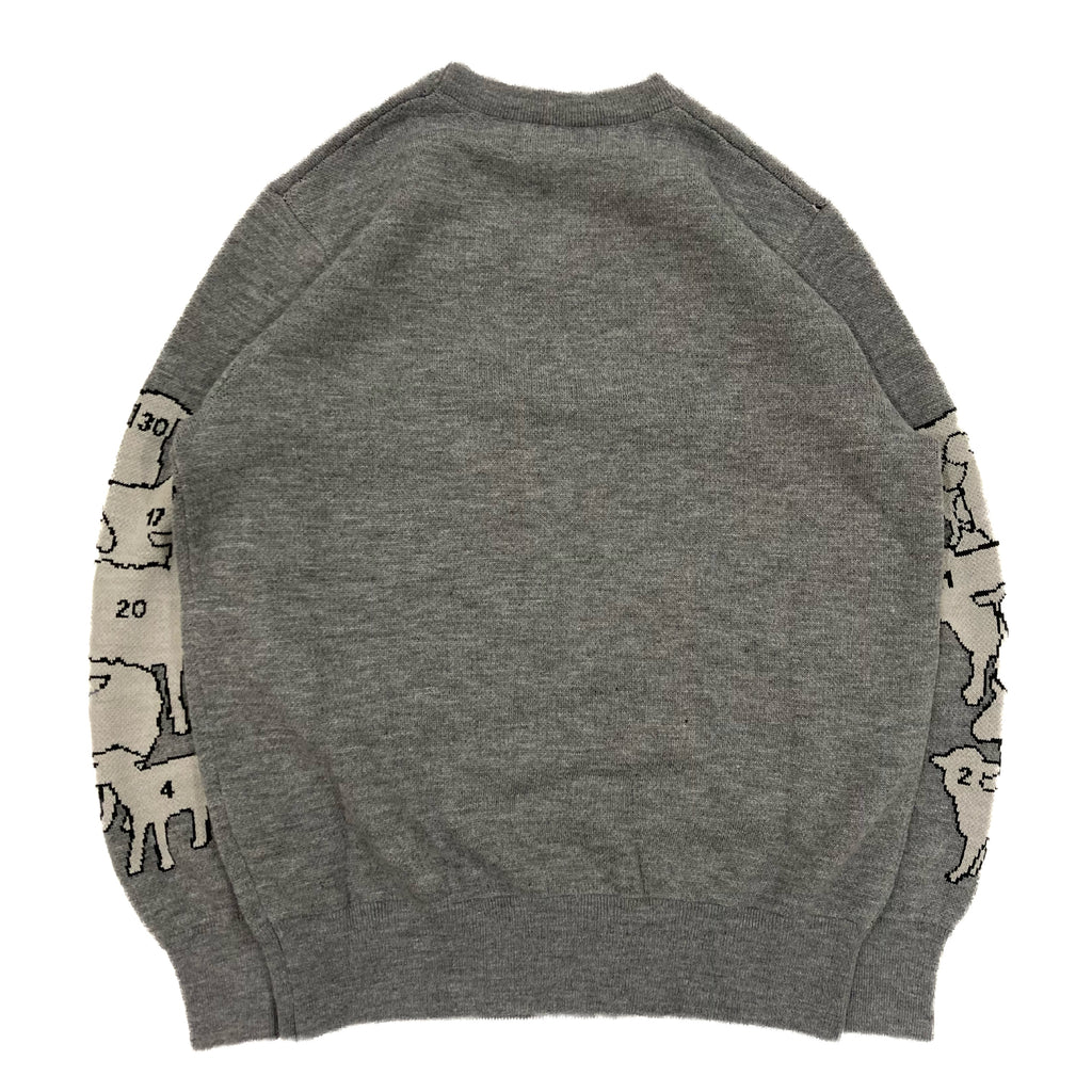 Counting Sheep Jacquard Knit Sweater Grey