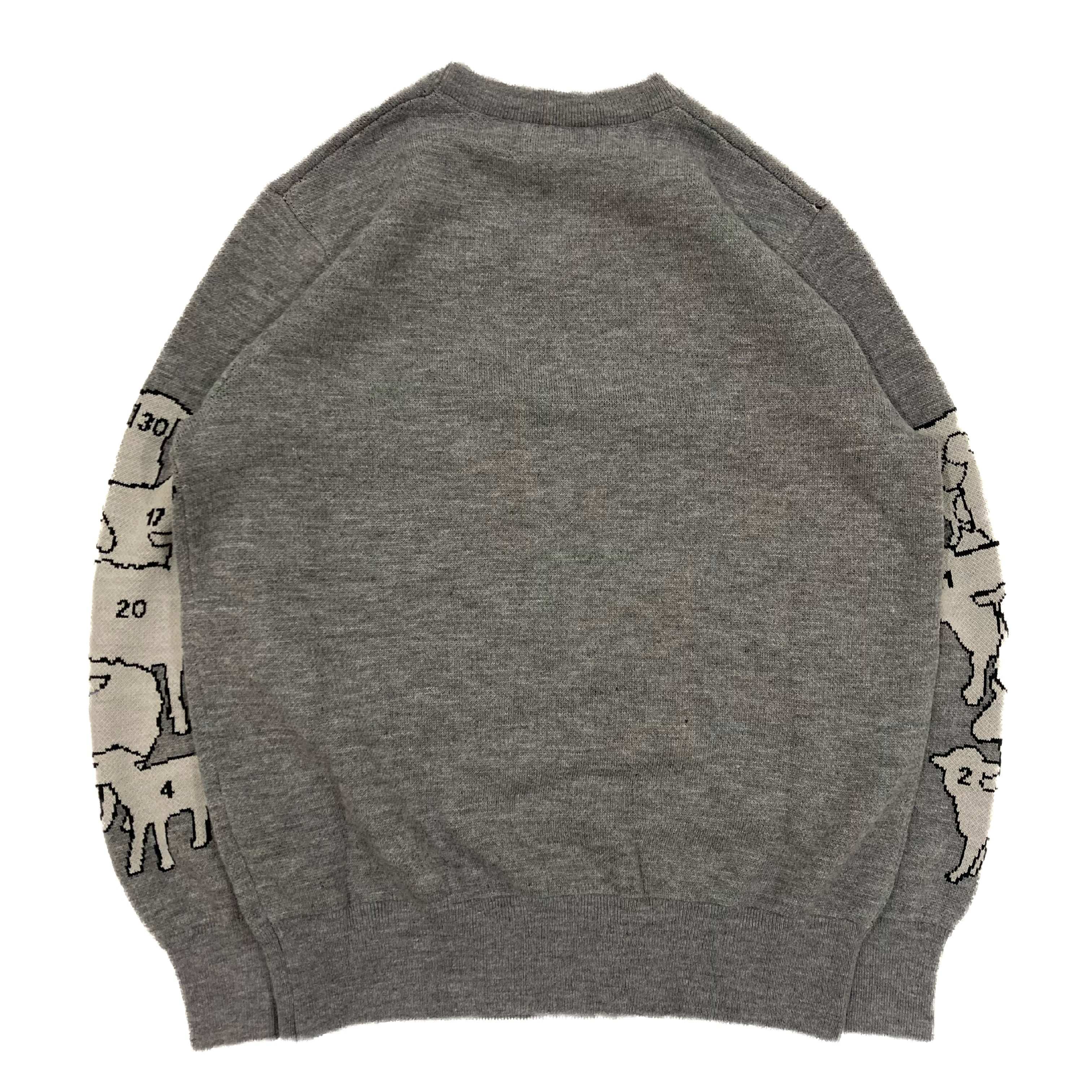 Counting Sheep Jacquard Knit Sweater Grey