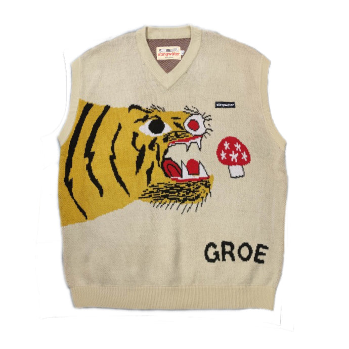 Stingwater Tiger Sweater Vest Off White