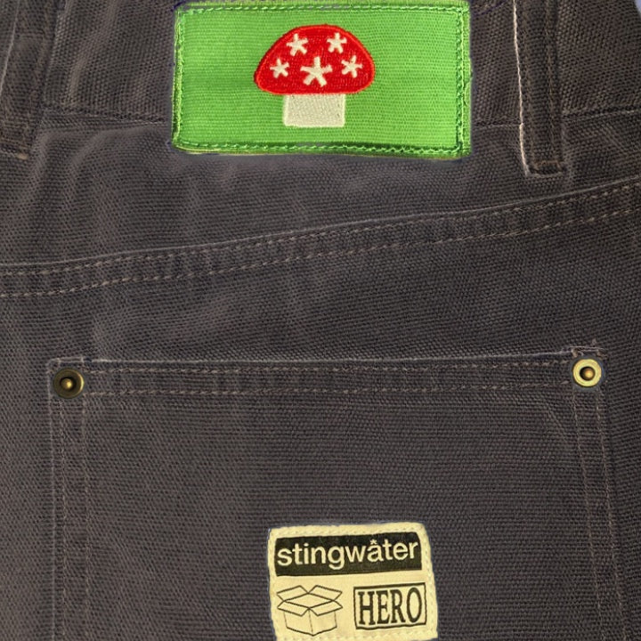 Vegan Suede Double Knee Canvas Pants Black