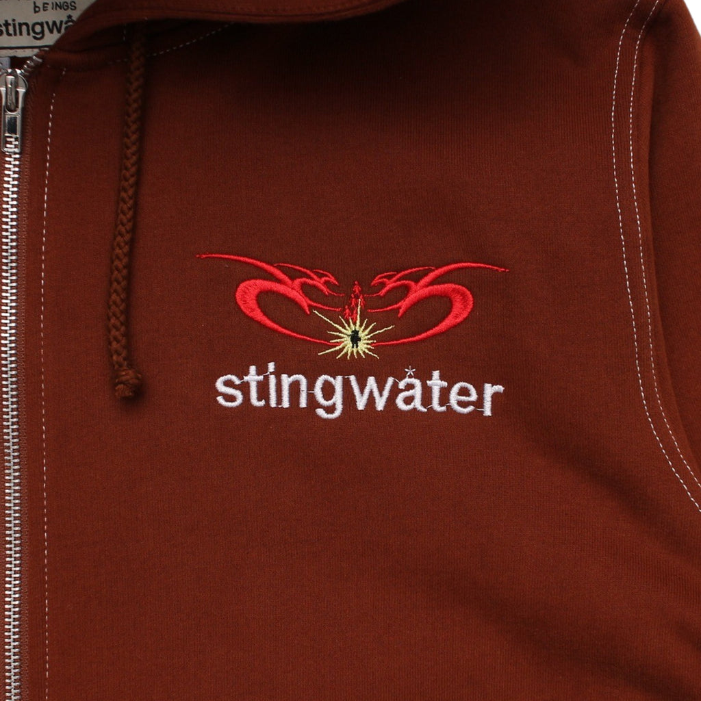 Moses Contrast Stitch Full Zip Hoodie Brown