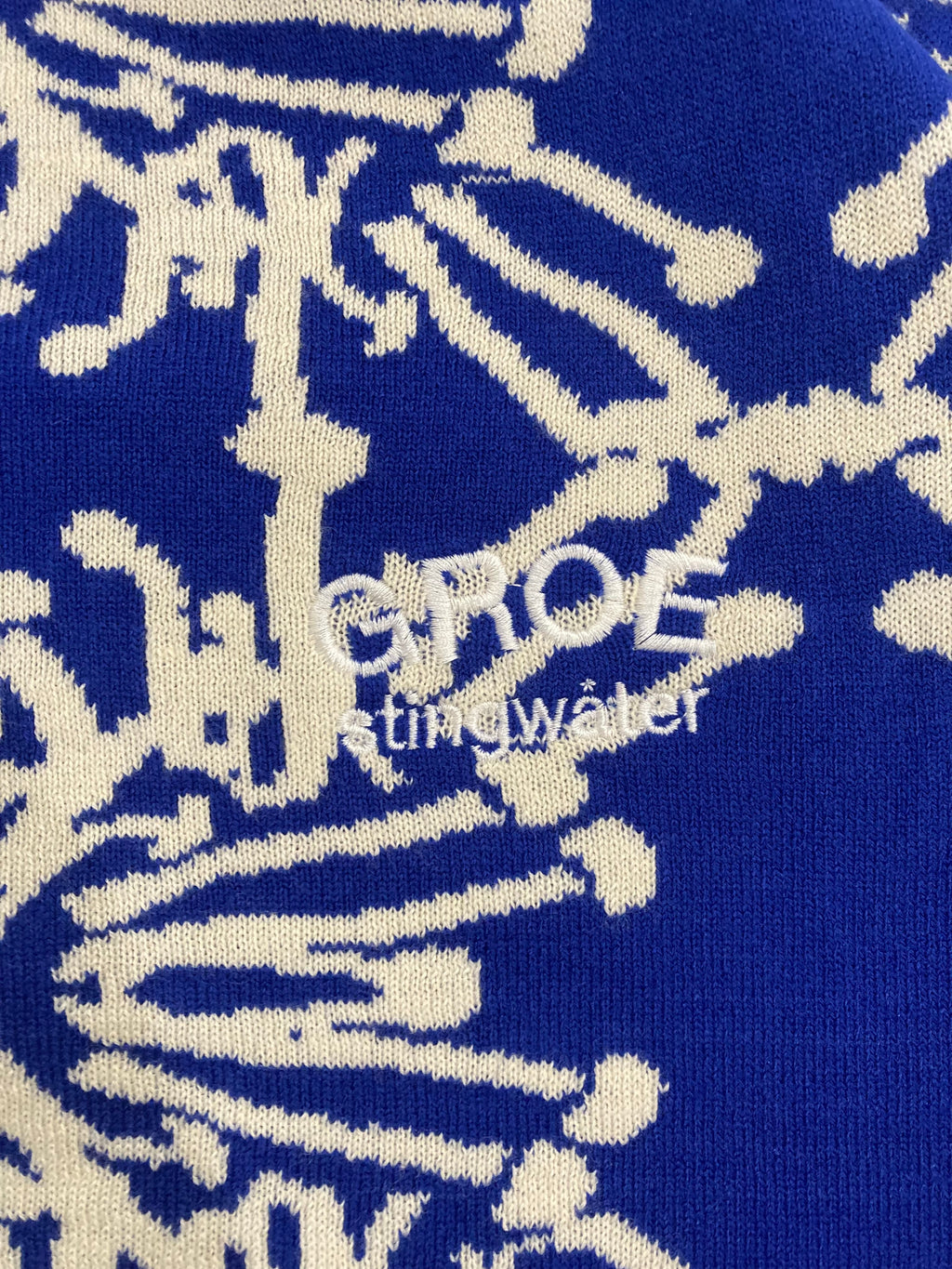 Speshal Connection Mushroom Print Jacquard Knit Sweater King Blue