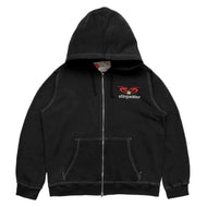 Moses Contrast Stitch Full Zip Hoodie Black