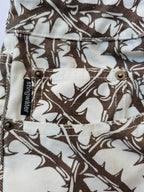 Vegan Suede Double Knee Canvas Pants Thorn Print White