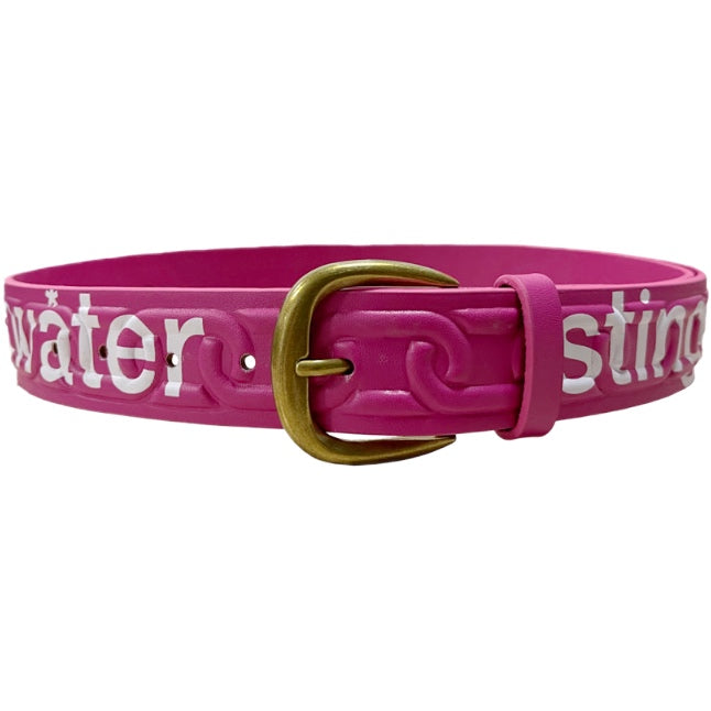 Chain Embossed Oversized Leather Belt Sting Pink