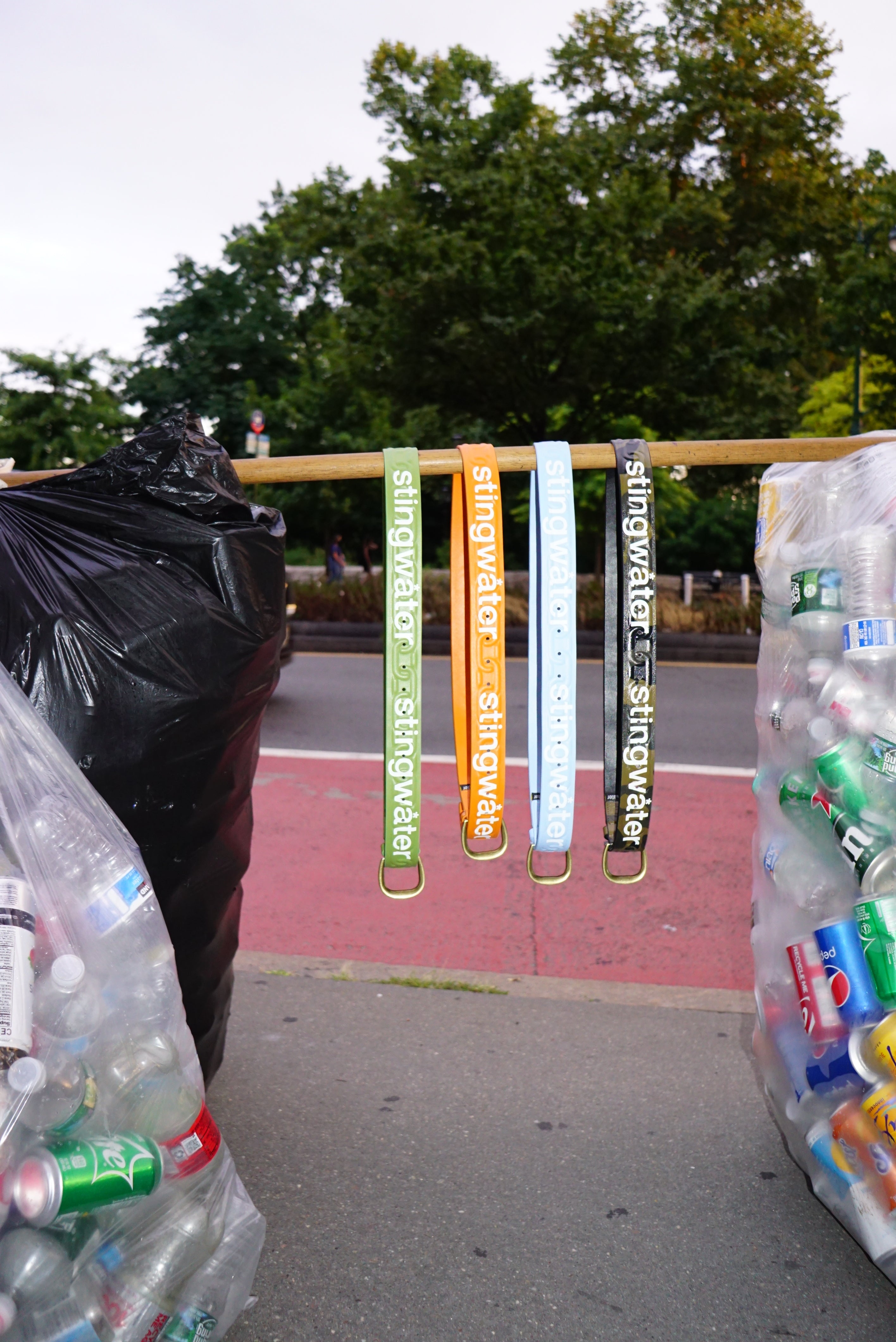 Chain Embossed Leather Belt High Blue