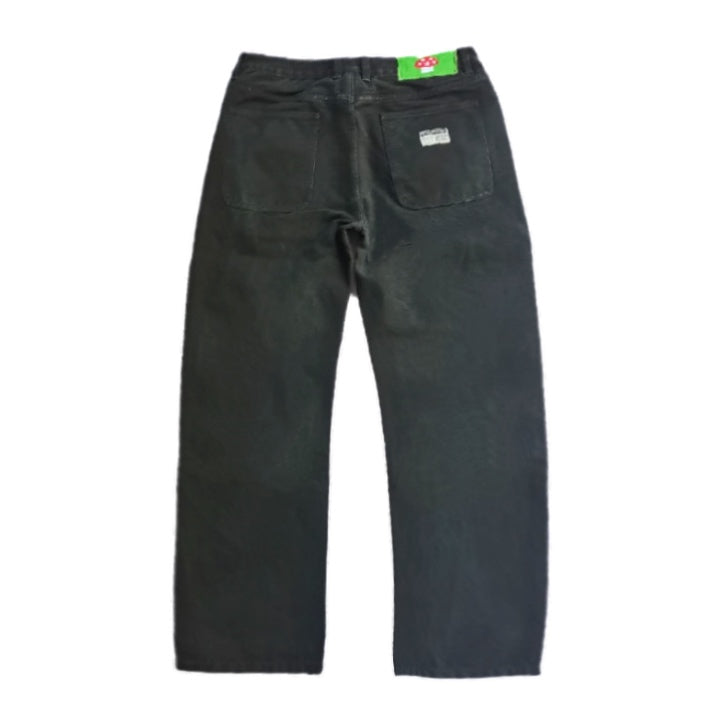 Vegan Suede Double Knee Canvas Pants Black