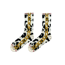 Load image into Gallery viewer, Chain Socks Black Spotted Cow

