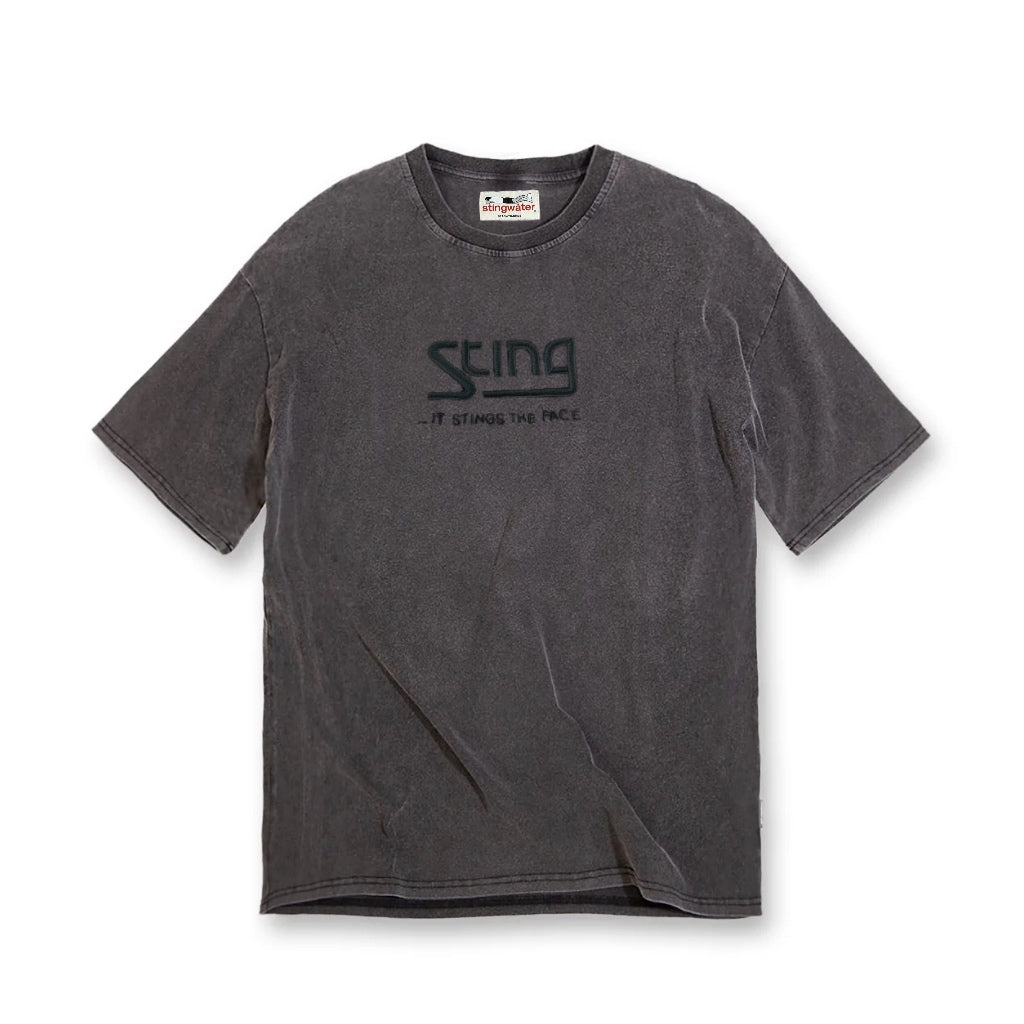 It Stings the Face T-Shirt Acid Wash Black