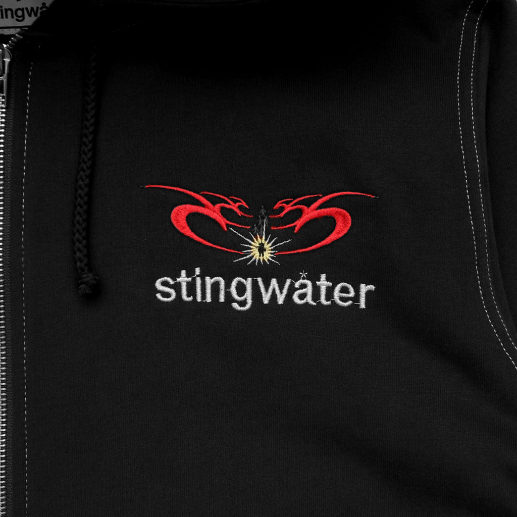 Moses Contrast Stitch Full Zip Hoodie Black