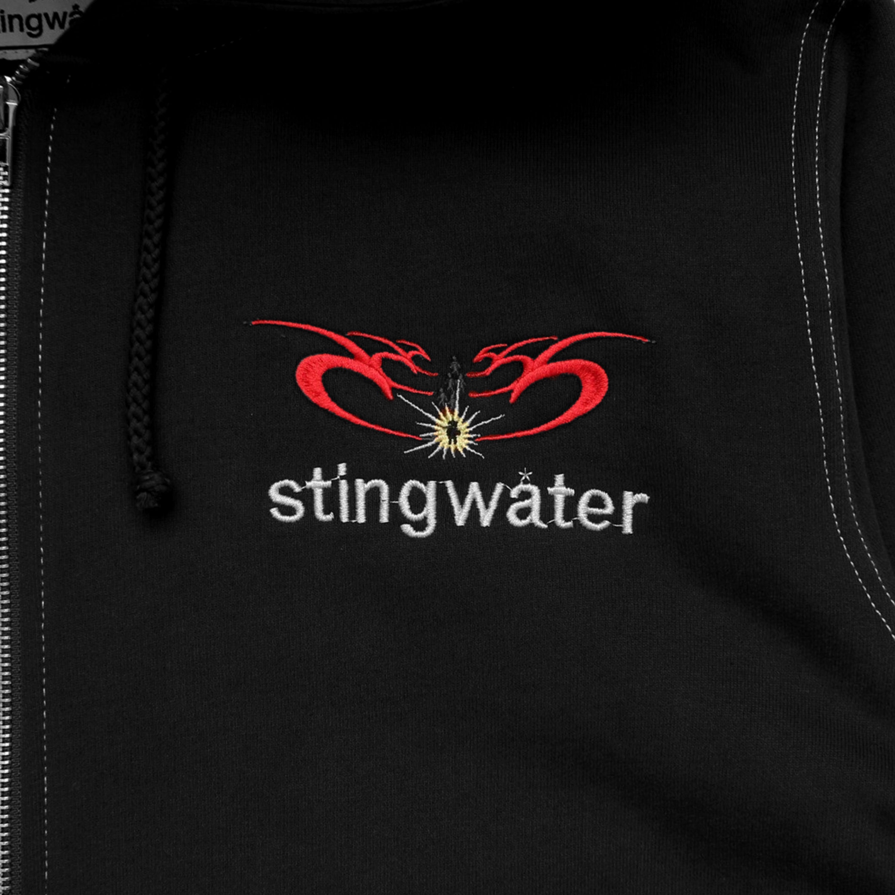Moses Contrast Stitch Full Zip Hoodie Black