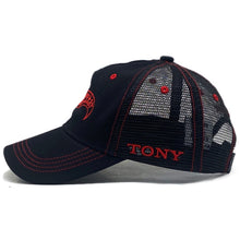 Load image into Gallery viewer, Hawkstar Canvas Trucker Hat Black/Red
