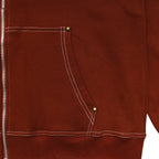Moses Contrast Stitch Full Zip Hoodie Brown