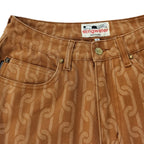 Signature Chain Double Knee Canvas Shorts Brown
