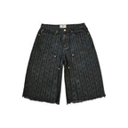 Signature Chain Double Knee Jean Shorts Black