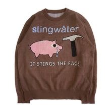 Load image into Gallery viewer, Piggy Bank Jacquard Knit Crewneck Sweatshirt Chocolate Brown
