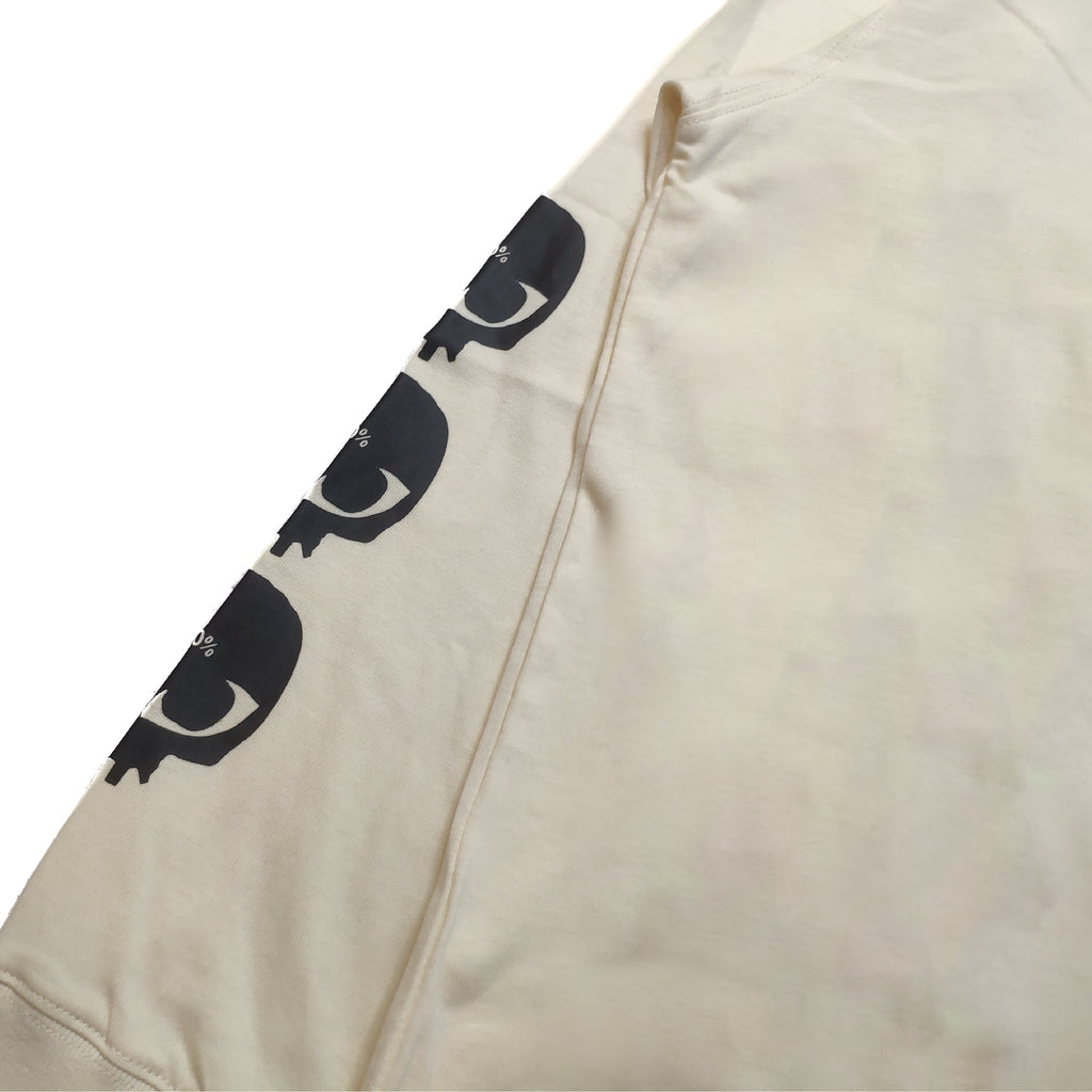 Alien Skull Long Sleeve T Shirt Bone White