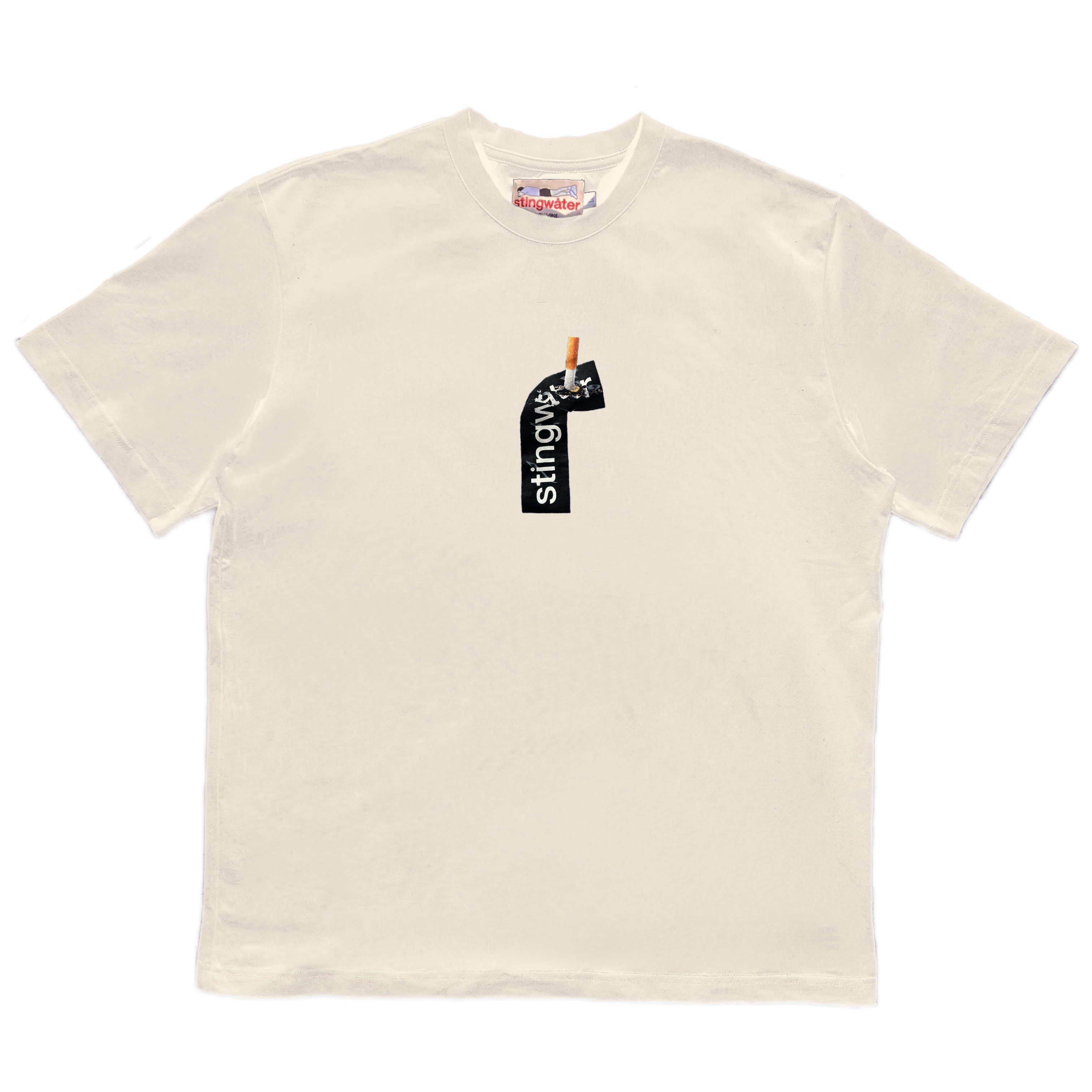 Cig and Sticker T-Shirt Bone White