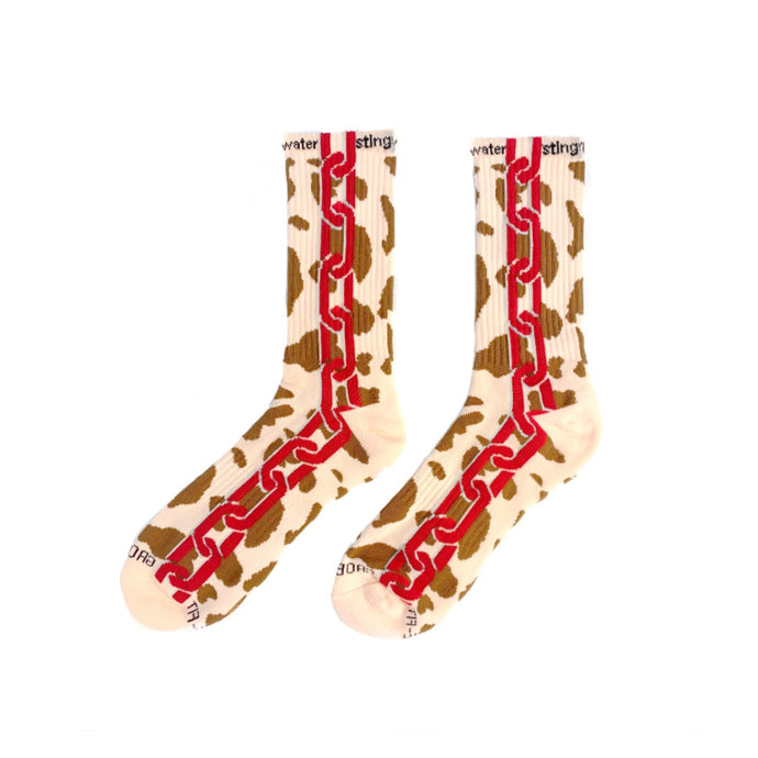 Chain Socks Brown Spotted Cow