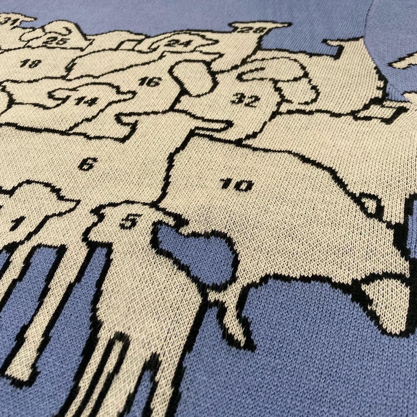 Counting Sheep Jacquard Knit Sweater Sky Blue