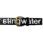 Chain Embossed Leather Belt Black