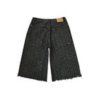 Signature Chain Double Knee Jean Shorts Black