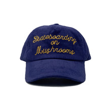 Load image into Gallery viewer, Skateboarding on Mushrooms Hat Navy Blue
