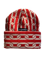 Heavy chain knit balaclava red