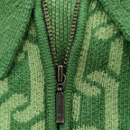 Collared Half Zip Jacquard Chain Sweater Alkaline Green