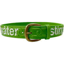 Load image into Gallery viewer, Chain Embossed Leather Belt Alkaline Green
