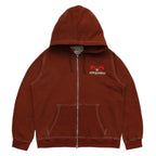 Moses Contrast Stitch Full Zip Hoodie Brown