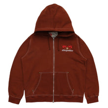 Load image into Gallery viewer, Moses Contrast Stitch Full Zip Hoodie Brown
