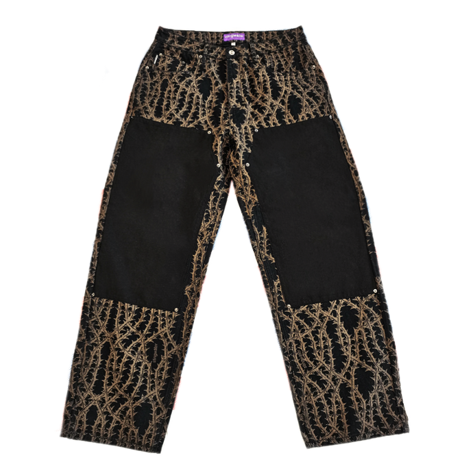 Vegan Suede Double Knee Canvas Pant Thorn Black