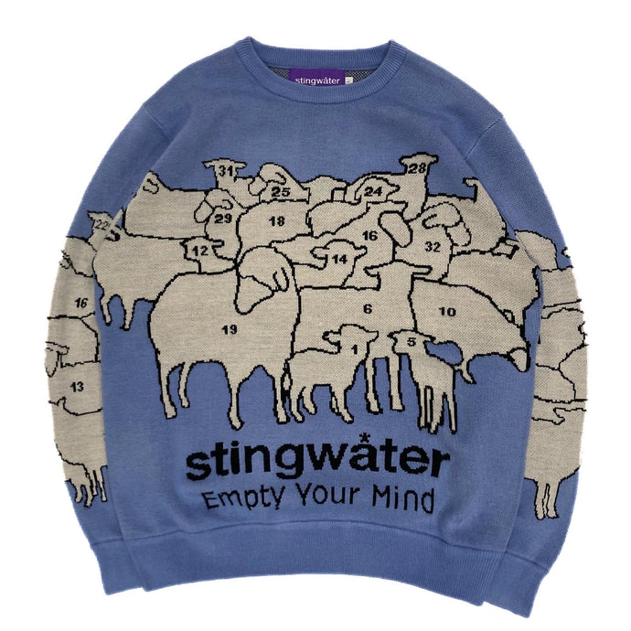 Counting Sheep Jacquard Knit Sweater Sky Blue