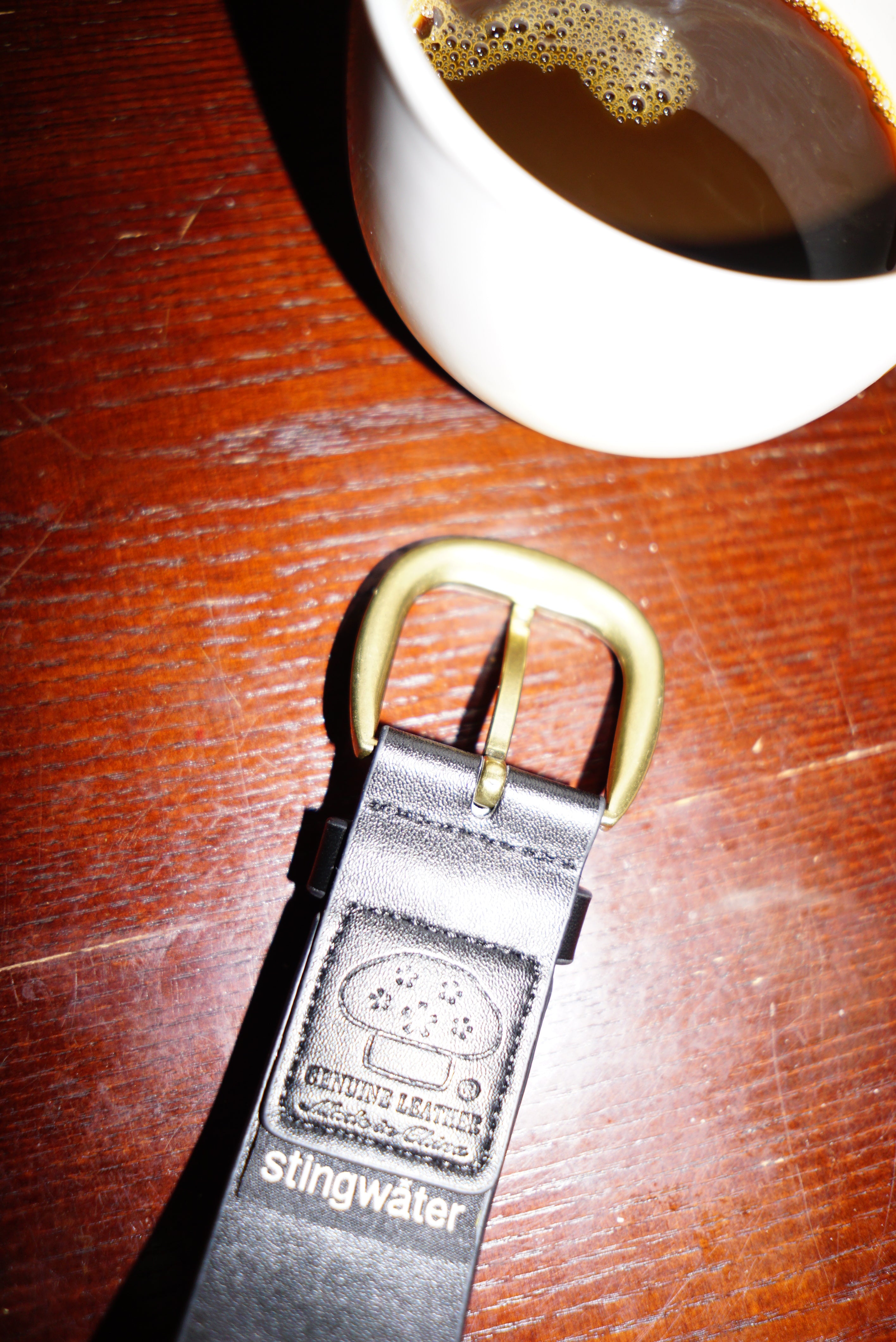 Chain Embossed Leather Belt Black