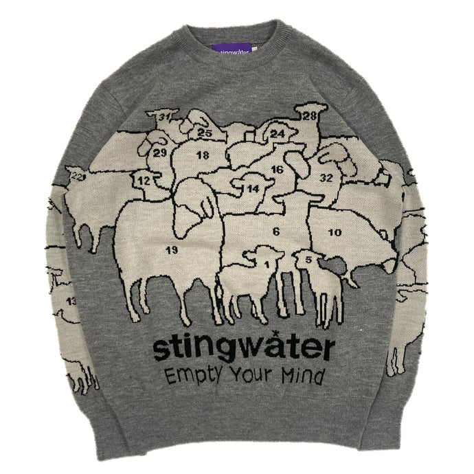 Counting Sheep Jacquard Knit Sweater Grey