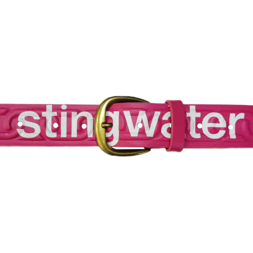 Chain Embossed Oversized Leather Belt Sting Pink