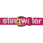 Chain Embossed Oversized Leather Belt Sting Pink