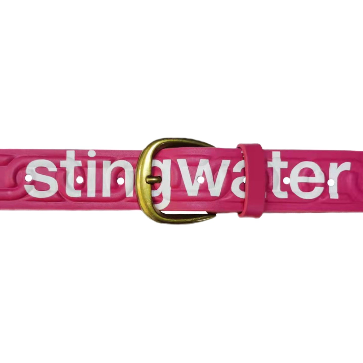 Chain Embossed Oversized Leather Belt Sting Pink